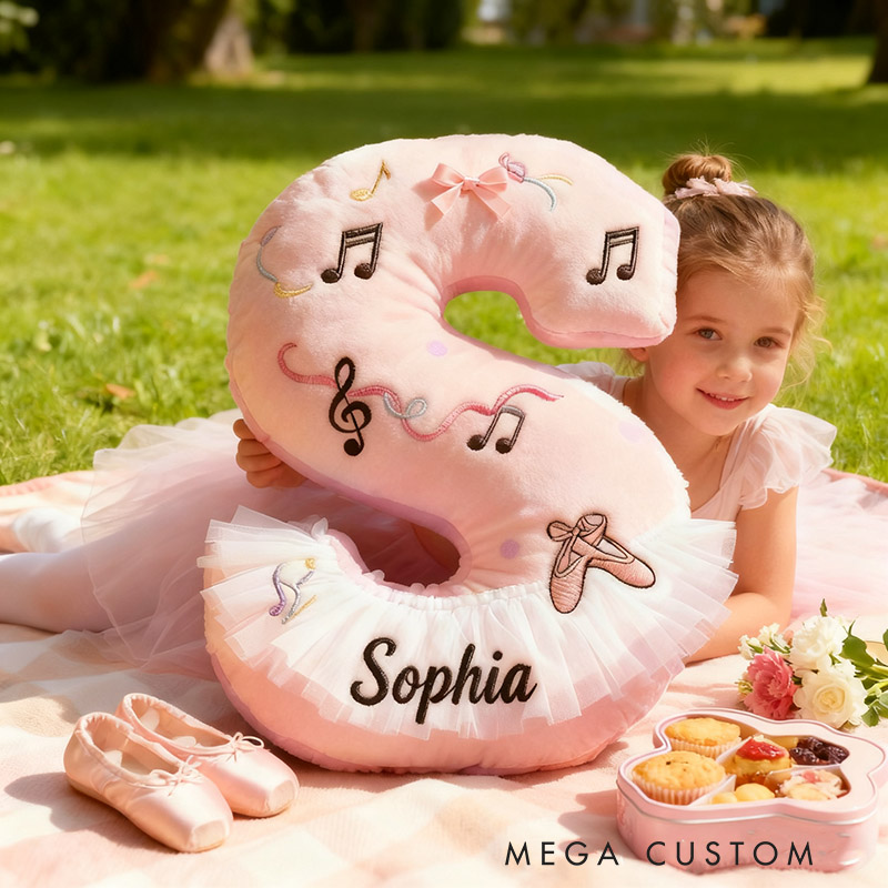 Personalized Graphic 3D Print Ballet Pillow With Your Own Name Soft Stuffed Toy for Kids Unique Decorative Cushion for Girls' Room