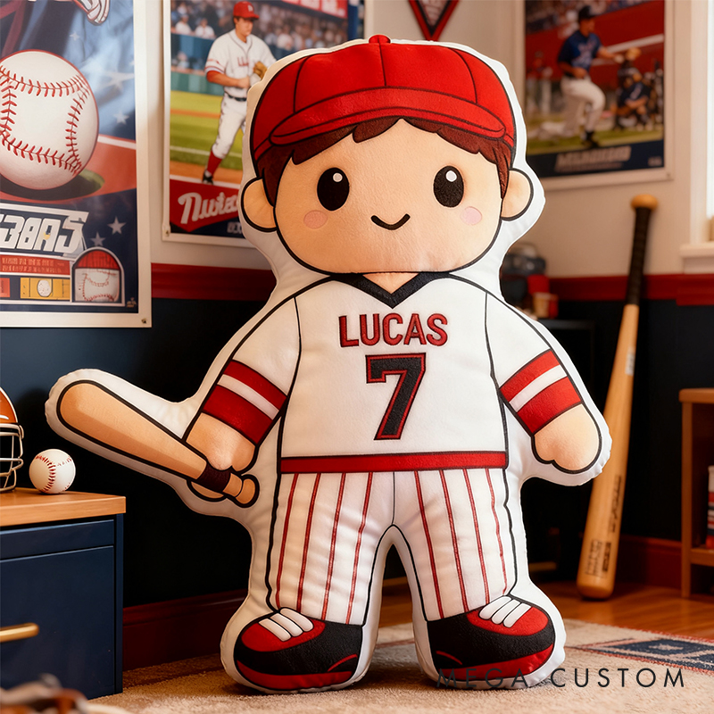 Personalized Baseball Player Pillow with Custom Name and Jersey Number  for Kids and Fans