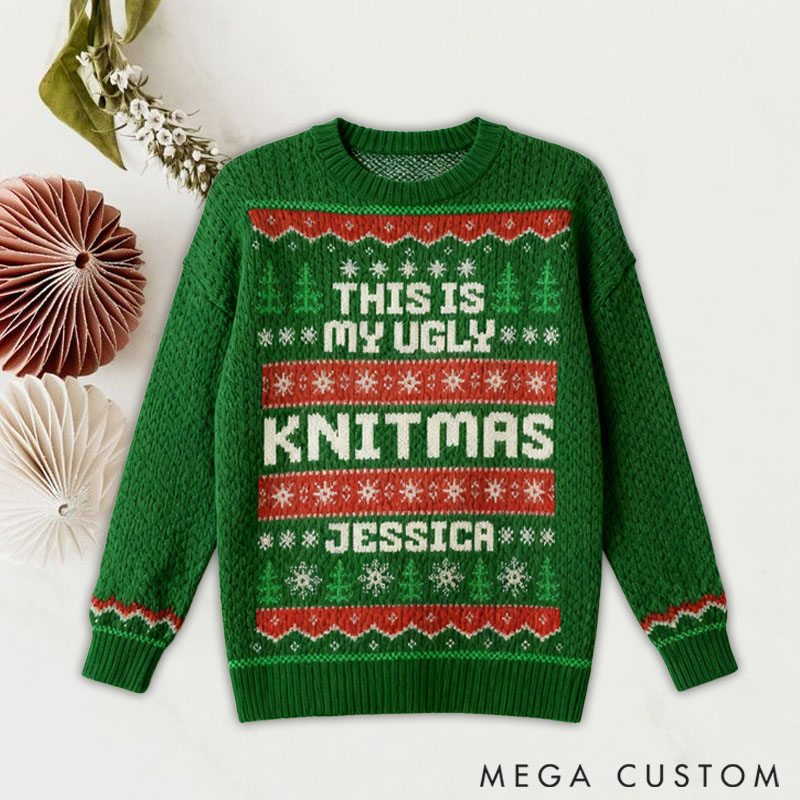Personalizeds Ugly Sweater Knitmas This is My Ugly Gifts For Knitting Lover Custom Name