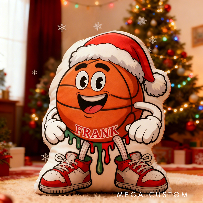 Personalized Festive Basketball Pillow with Custom Name for the Perfect Christmas Gift