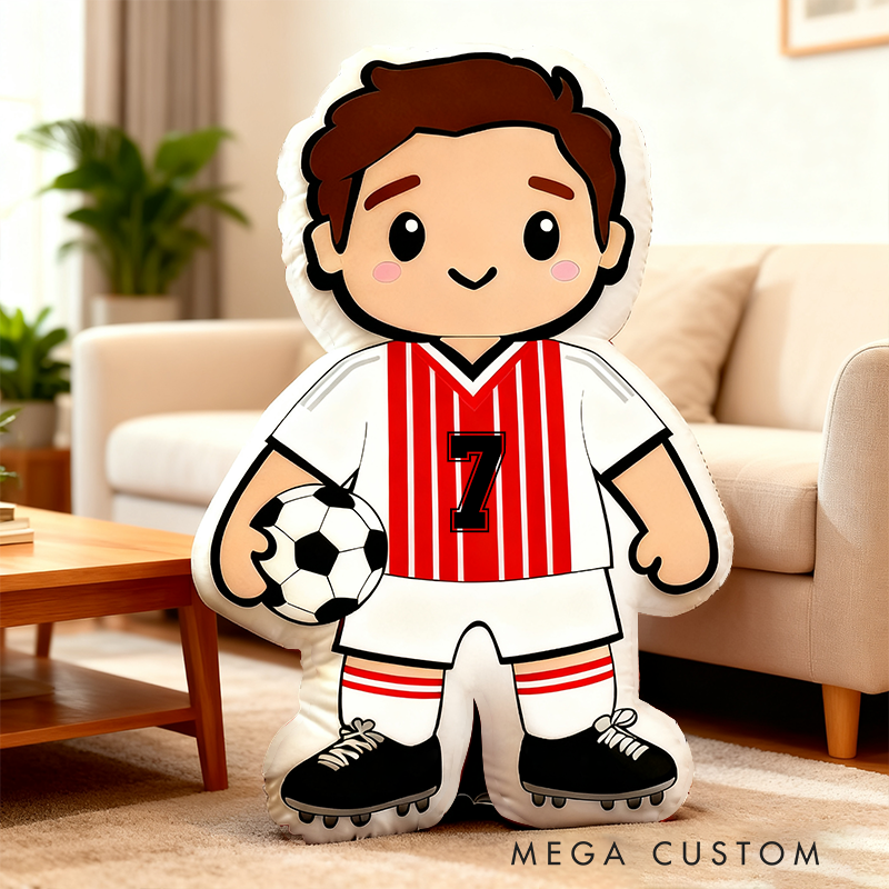 Personalized Soccer Player Pillow with Custom Jersey Number