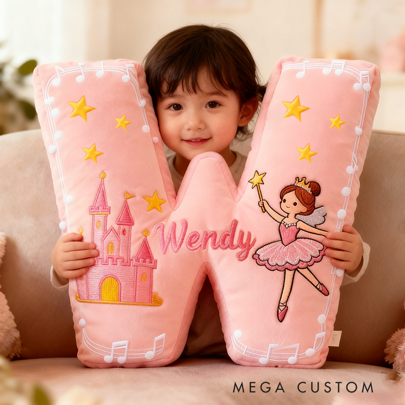 Personalized Colorful 26 Letter Castle Pattern Cute Graphic 3D Print Pillow Cute Magic Beautiful Letter Custom Pillow Gift for Kids