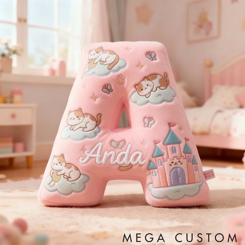 Personalized Cat Lover Pink Cats Letter Pillow Graphic 3D Print Pillow