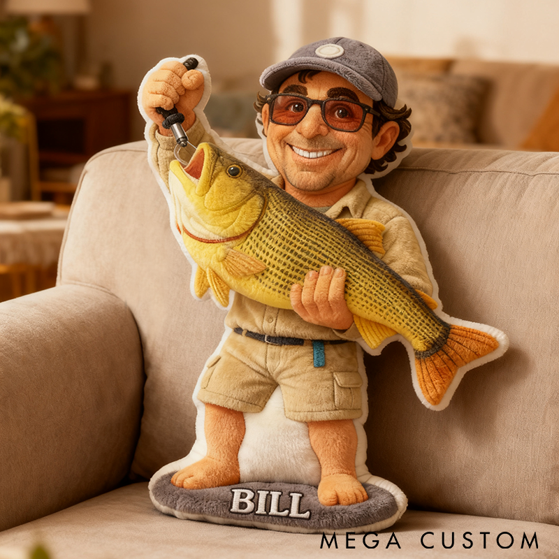 Personalized Fishing Pillow Custom Photo Pillow Graphic 3D Print Pillow Funny Fishing Keepsake Unique Gift for Fishing Lover