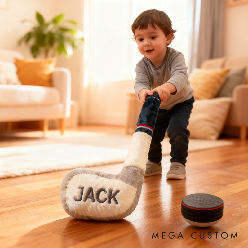 Personalized Ice Hockey Stick Pillow with Custom Name for Kids’ Playrooms and Bedrooms