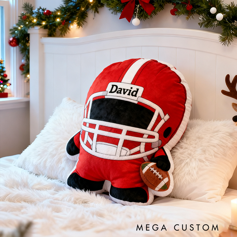 Personalized Football Player Pillow with Custom Name Perfect for Christmas