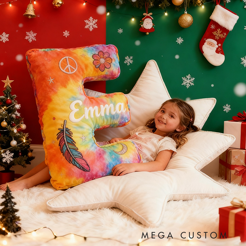 Personalized Colorful 26 Letters Cute Pillow Beautiful Hippie Letter Custom Hippie Pillow Christmas Gift for Kids