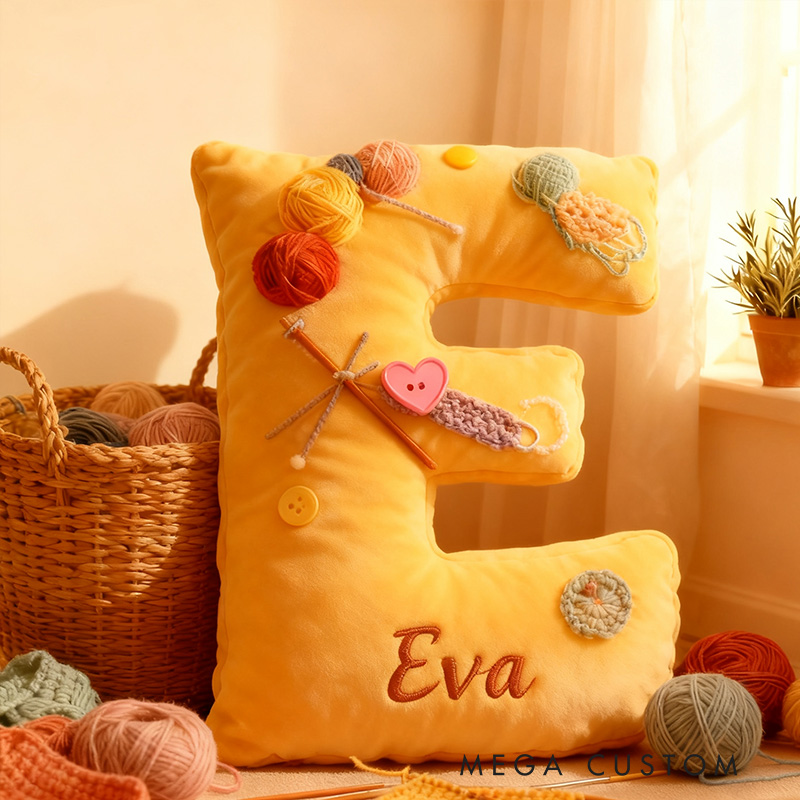 Personalized Funny Pillow Christmas Graphic 3D Print Yarn Letter Customized Name Gift for Knitting Lovers