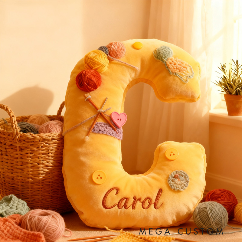Personalized Funny Pillow Christmas Graphic 3D Print Yarn Letter Customized Name Gift for Knitting Lovers