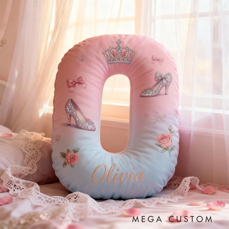 Personalized Graphic 3D Print Cartoon Crystal Dream Alphabet Shaped Pillow for Cartoon Lovers Initial Pillow Christmas Gift for Kids