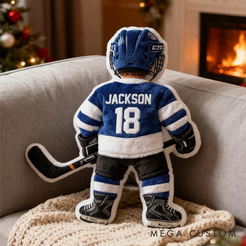 Personalized Graphic3DPrint Ice Hockey Player Pillow with Custom Name and Number Graphic 3D Print