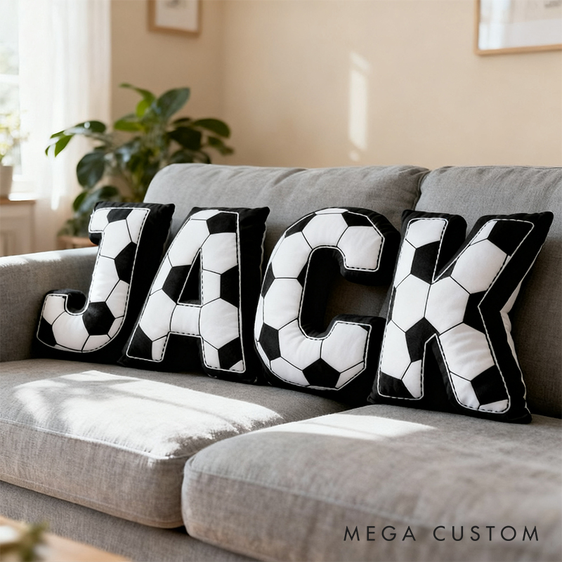 Personalized Soccer Pillows Spelling Your Name for Sports Enthusiasts