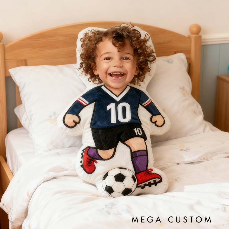 Personalized Soccer Player Pillow with Custom Face and Jersey Number