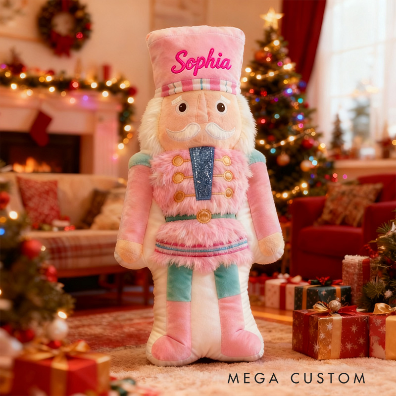Personalized Name Custom Kids Gift Christmas Soldier Pastel Pink Blue Soft Festive Decorative Graphic 3D Print Pillow