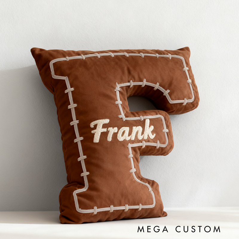 Personalized Football Letter Shaped Pillow Perfect Gift for Sports Enthusiasts
