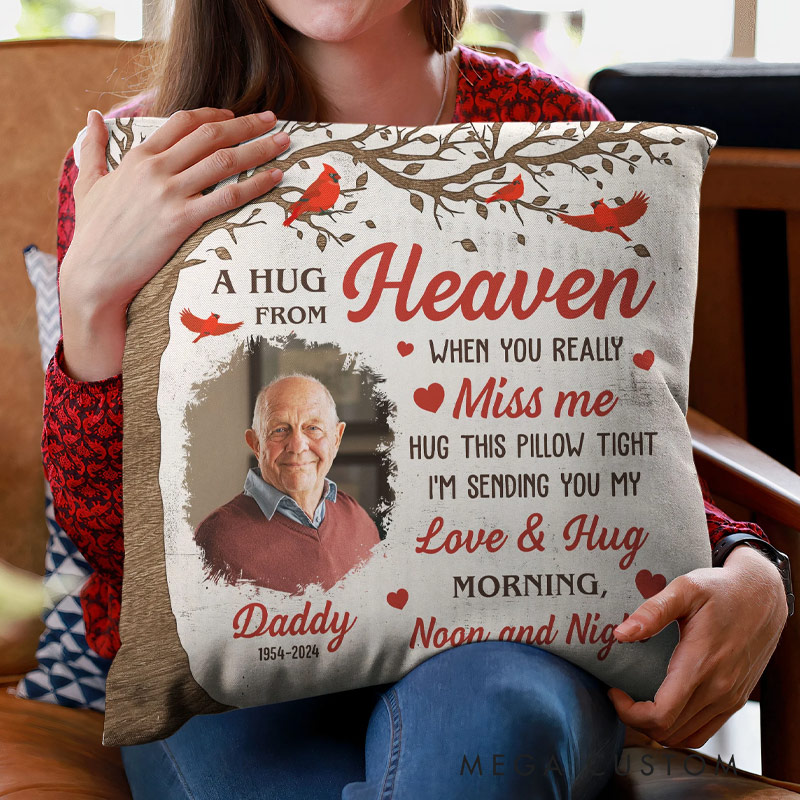 Personalized Memorial Pillow A Hug From Heaven Memorial Gift Custom Photo Memory Pillow