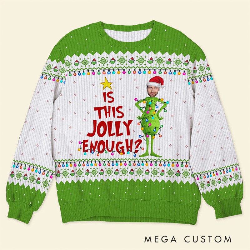 Personalized Is This Jolly Enough Photo Ugly Sweater Movie Christmas Sweater Film Fan Family Sweater