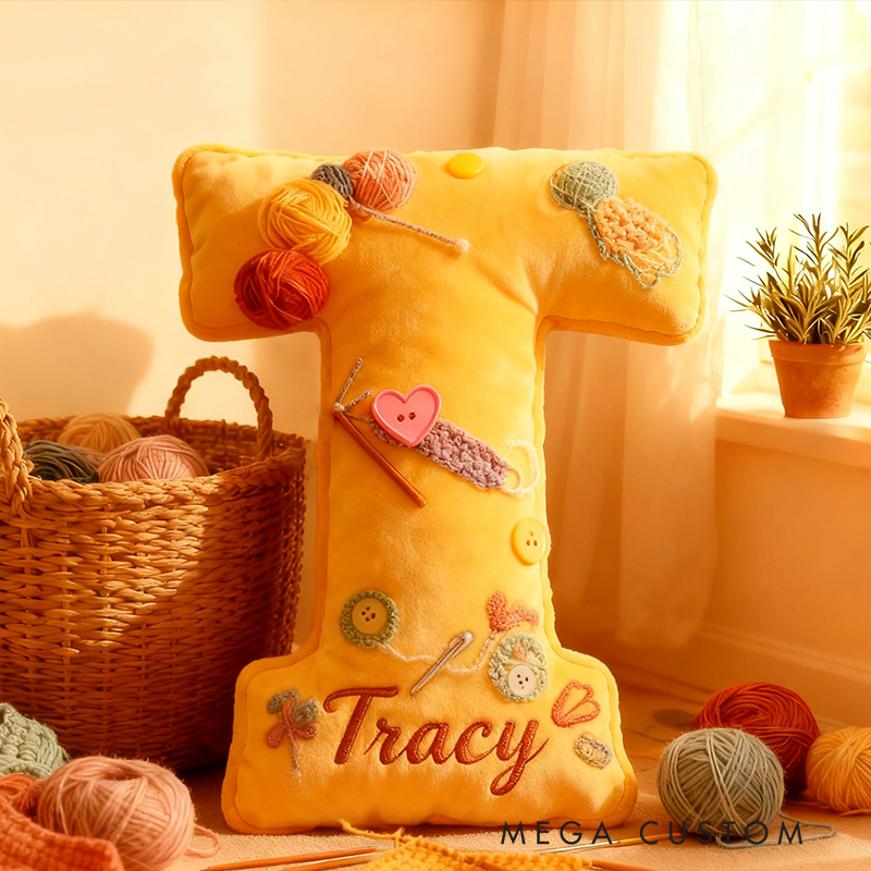 Personalized Funny Pillow Christmas Graphic 3D Print Yarn Letter Customized Name Gift for Knitting Lovers