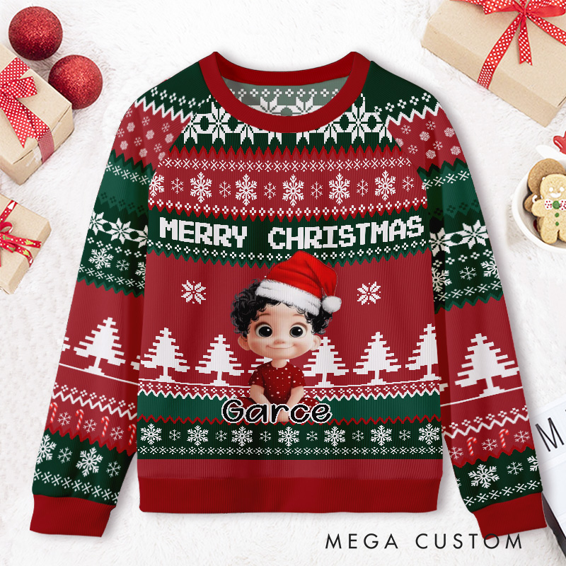 Personalized Merry Christmas Kids Ugly Christmas Sweater