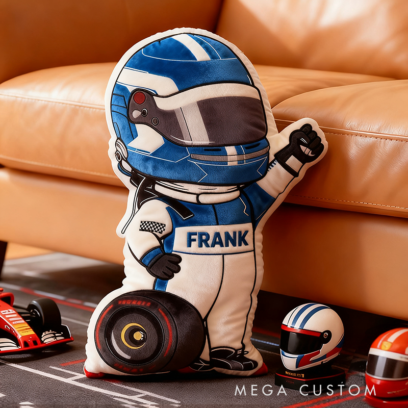 Personalized Racer and Tires Throw Pillow Custom Name Graphic 3D Print Design Cushion Gift for Racers and Racing Lovers