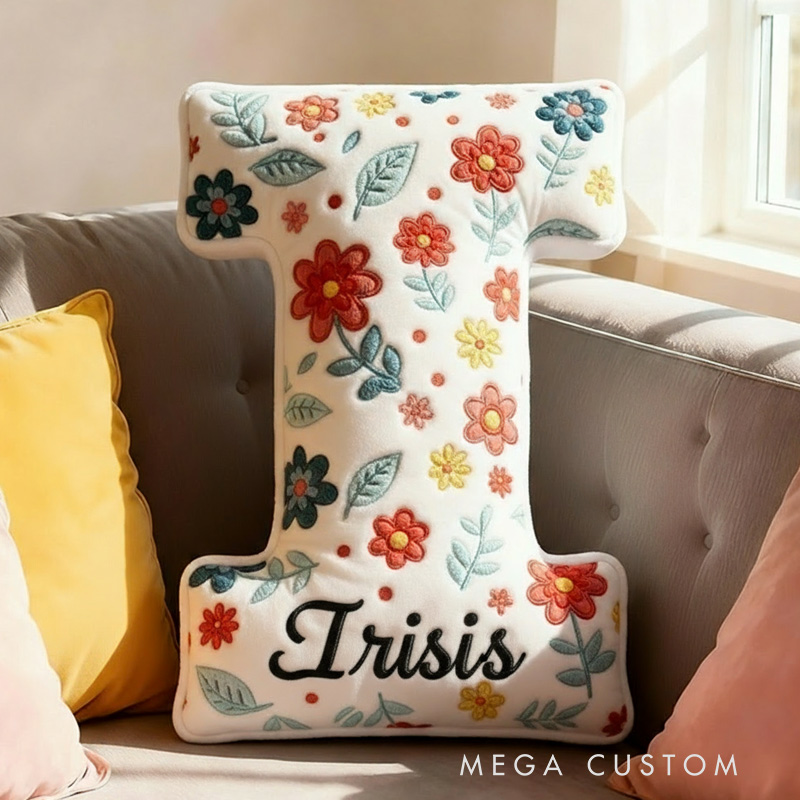 Personalized Floral Letter Pillow with Name Graphic 3D Print Custom Double Sided Pillow Gift for Kids Gardening Lovers Gift