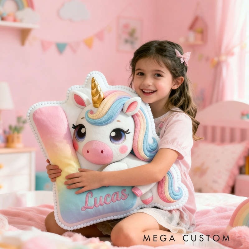 Personalized Cute Pink Dream Horse with Name Graphic 3D Print Pillow Christmas Gift for Kids