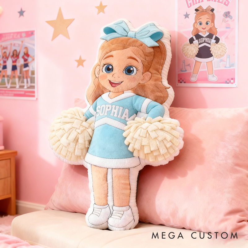 Personalized Graphic3DPrint Cheerleader Pillow with Custom Name and Outfit Design for Kids and Fans