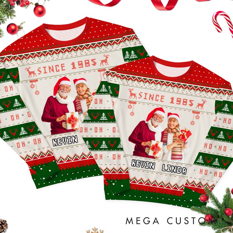 Personalized Couple Photo Christmas Ugly Sweater Husband Wife Xmas Sweater with Photo Couple Anniversary Gift Ugly Sweater Boyfriend Girlfriend Gift