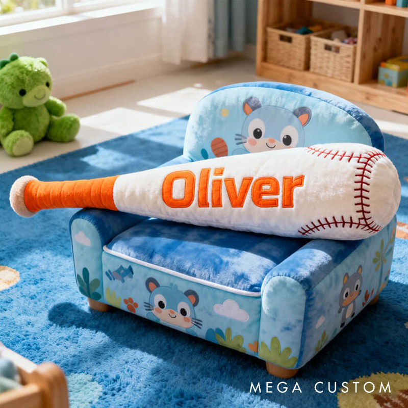 Personalized Baseball Bat Shaped Pillow with Custom Name for Kids
