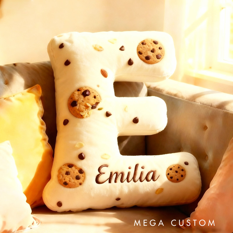 Personalized Cookie Letter Pillow Graphic 3D Print Kids Throw Pillow with Custom Name for Kids Baker Baking Lover