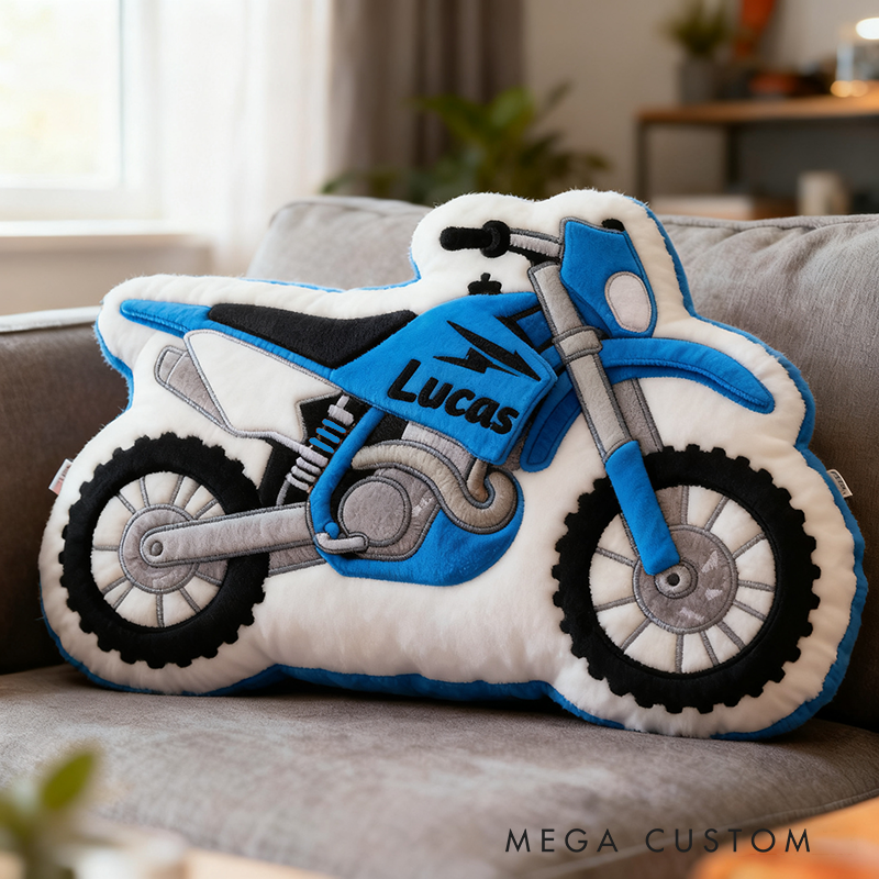 Personalized Motorcycle Pillow Custom Name 3D Graphic Print Cushion Gift for Bikers and Motorcycle Fans