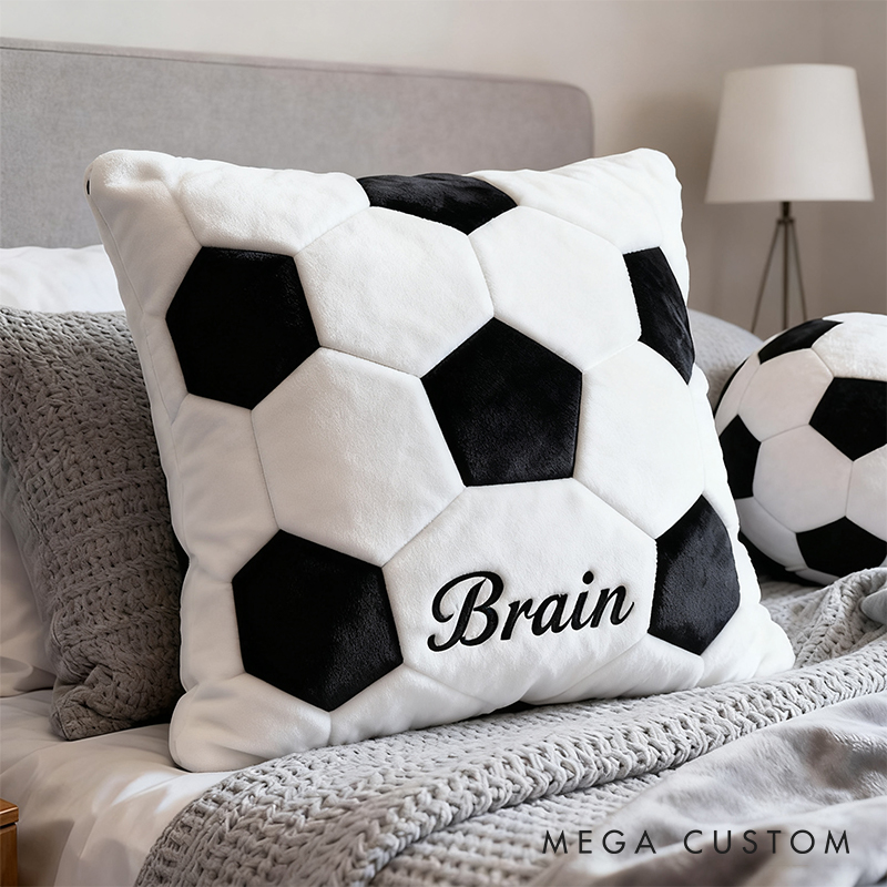Personalized Soccer Ball Pillow with Custom Name for Kids and Sports Enthusiasts