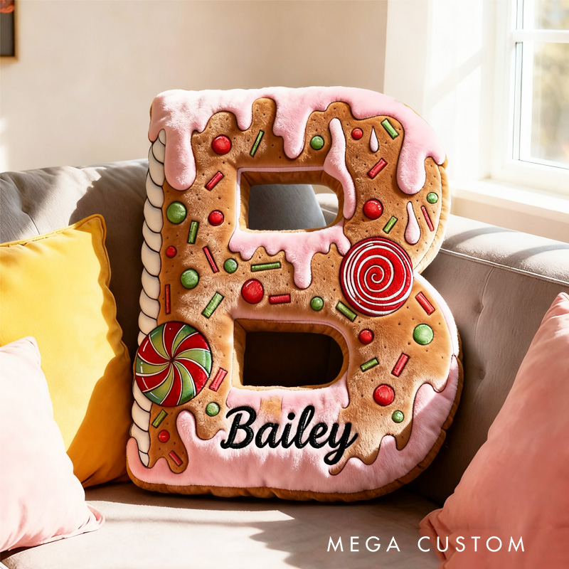 Personalized Cake Alphabet Throw Pillow Graphic 3D Print Letter Pillow Custom Kids Cookie Pillow with Name for Kids Birthday Gift