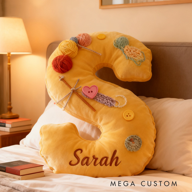 Personalized Funny Pillow Christmas Graphic 3D Print Yarn Letter Customized Name Gift for Knitting Lovers