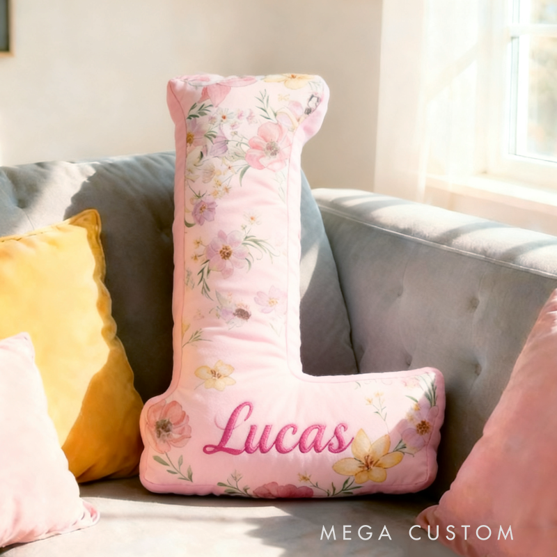Personalized Flower Fairy Initial Name Pillow Christmas Gift for Kids