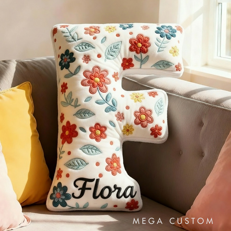 Personalized Floral Letter Pillow with Name Graphic 3D Print Custom Double Sided Pillow Gift for Kids Gardening Lovers Gift