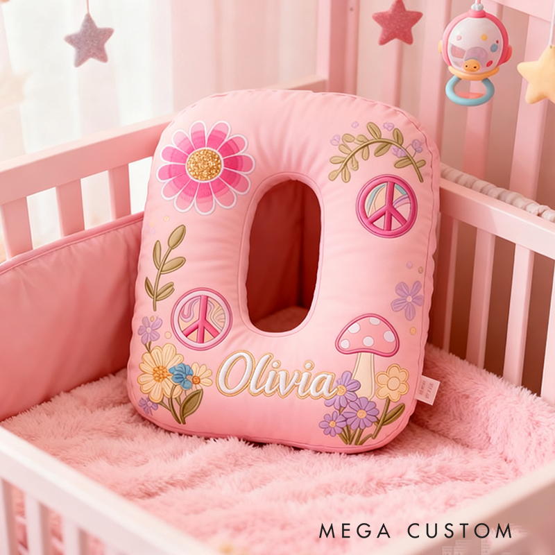 Personalized Colorful 26 Letters Cute Pillow Beautiful Hippie Letter Custom Hippie Pillow for Kids