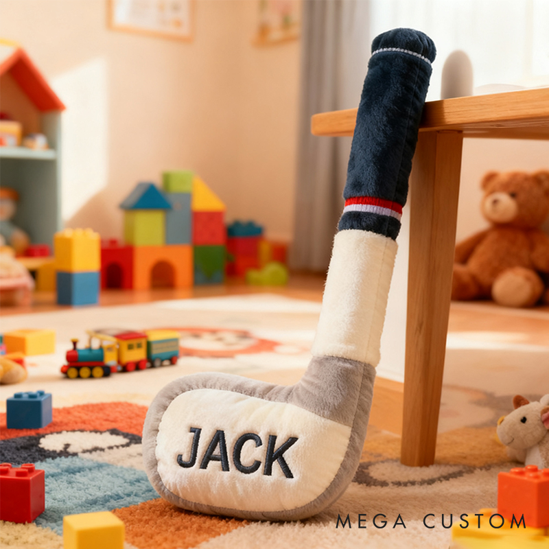 Personalized Ice Hockey Stick Pillow with Custom Name for Kids’ Playrooms and Bedrooms