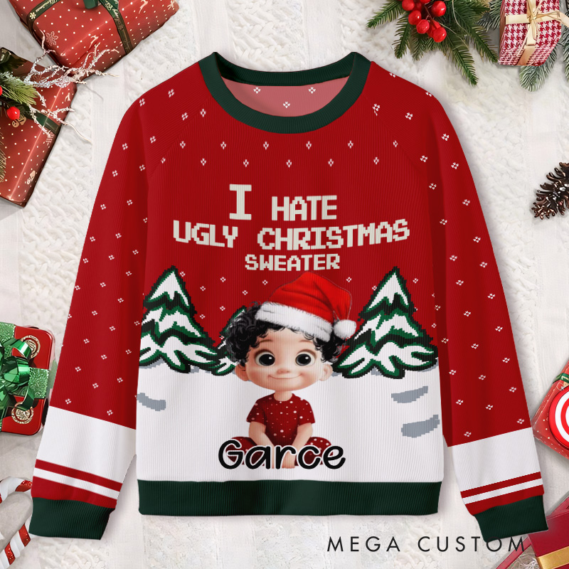 Personalized I Hate Christmas Trees Kids Ugly Christmas Sweater