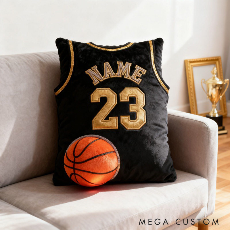 Personalized Graphic3DPrint Basketball Jersey Pillow with Custom Name and Number for Fans