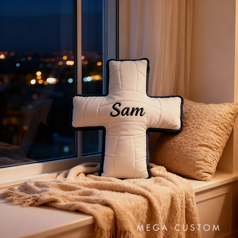 Personalized Volleyball Ball Cross Pillow with Custom Home Decor Graphic 3D Print Pillow Christian Sports Gift Religious Gift for Volleyball Lover