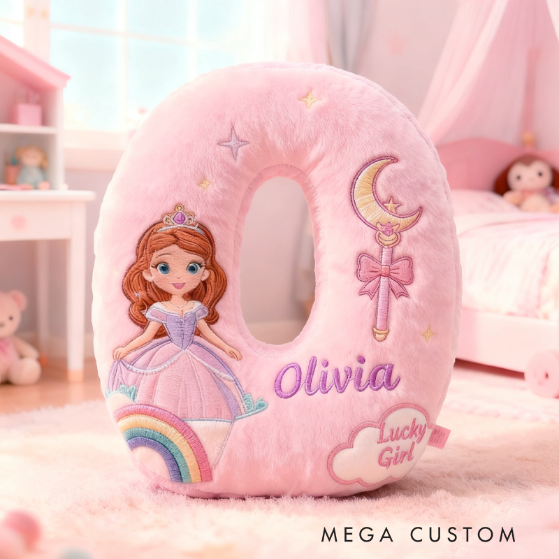 Personalized Lucky Girl with Name Graphic 3D Print Pillow Christmas Gift for Kids