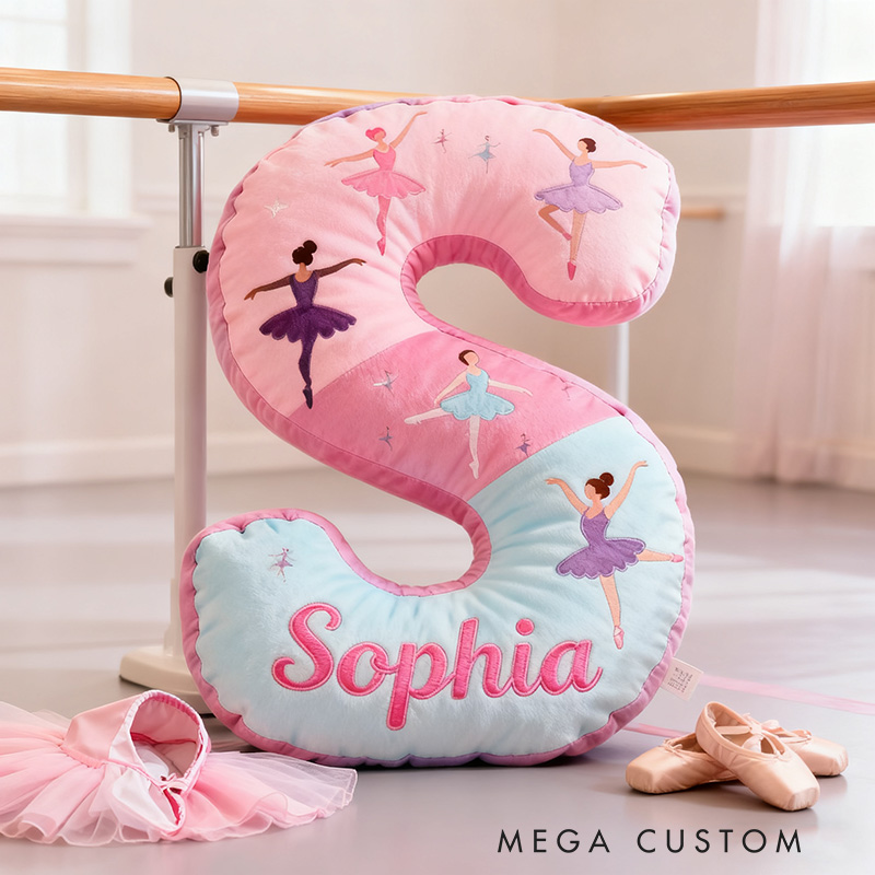 Personalized Graphic 3D Print Ballet Dancer Pillow With Your Own Name Soft Stuffed Toy for Kids Unique Decorative Cushion for Girls' Room