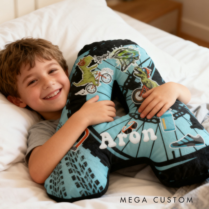 Personalized Cycling Letter Pillow Funny Letter Pillow Custom Name Pillow Comfortable Travel Cushion for Riders Riding Lovers