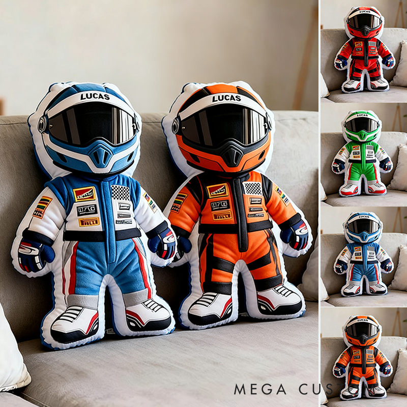 Personalized Racer Throw Pillow Custom Name Graphic 3D Print Design Cushion Gift for Racers and Racing Lovers