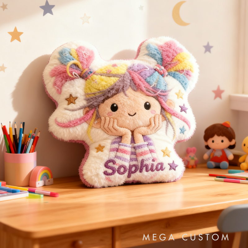 Personalized Cute Girl Initial Name Graphic 3D Print Pillow Christmas Gift for Kids Family