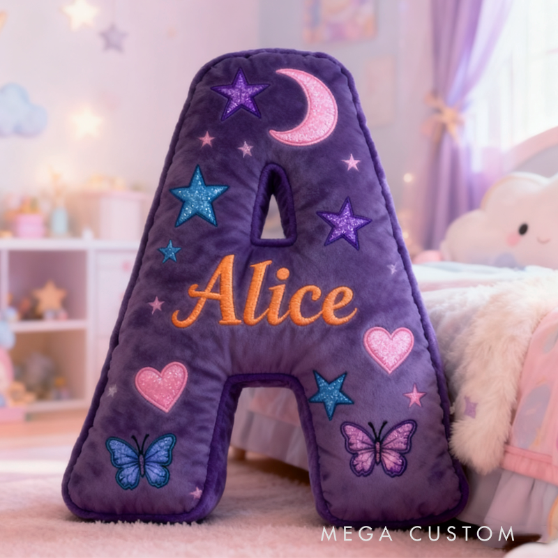 Personalized Purple Butterfly with Name Graphic 3D Print Pillow Christmas Gift for Kids Birthday Gift