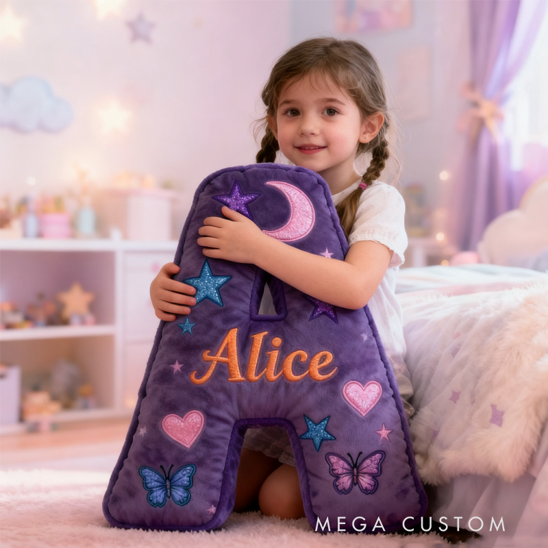 Personalized Purple Butterfly with Name Graphic 3D Print Pillow Christmas Gift for Kids Birthday Gift