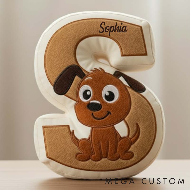 Personalized Dog Lover Letter Pillow with Dog Custom Name Design  Graphic 3D Print