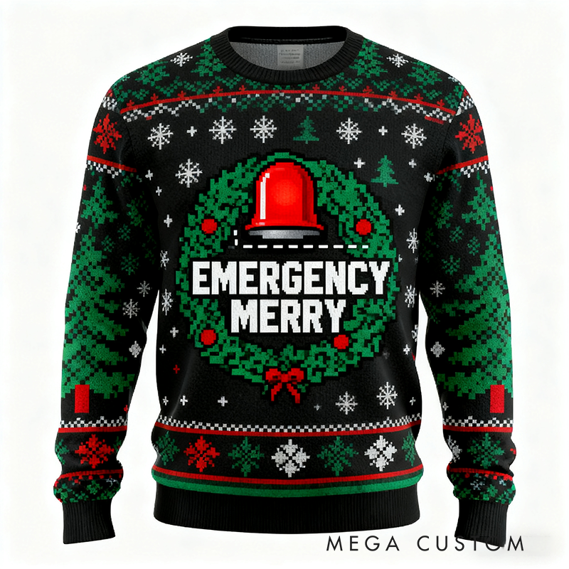 Personalized Christmas Firefighter Ugly Sweater Fireman Xmas Sweater Firefighter Ugly Christmas Sweater Fire Department Sweater For Men